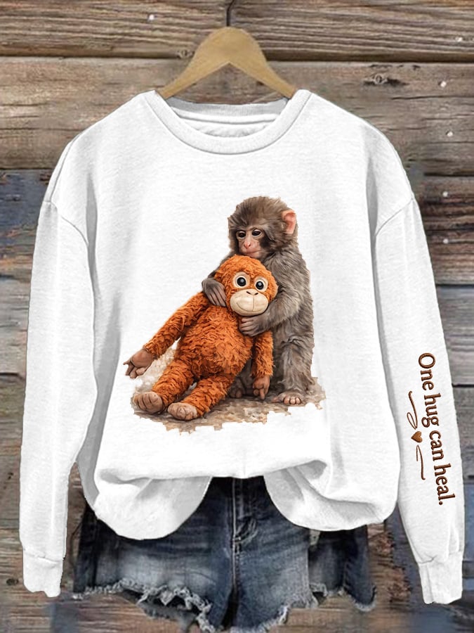 Women's Mental Health Punch Monkey Print Sweatshirt