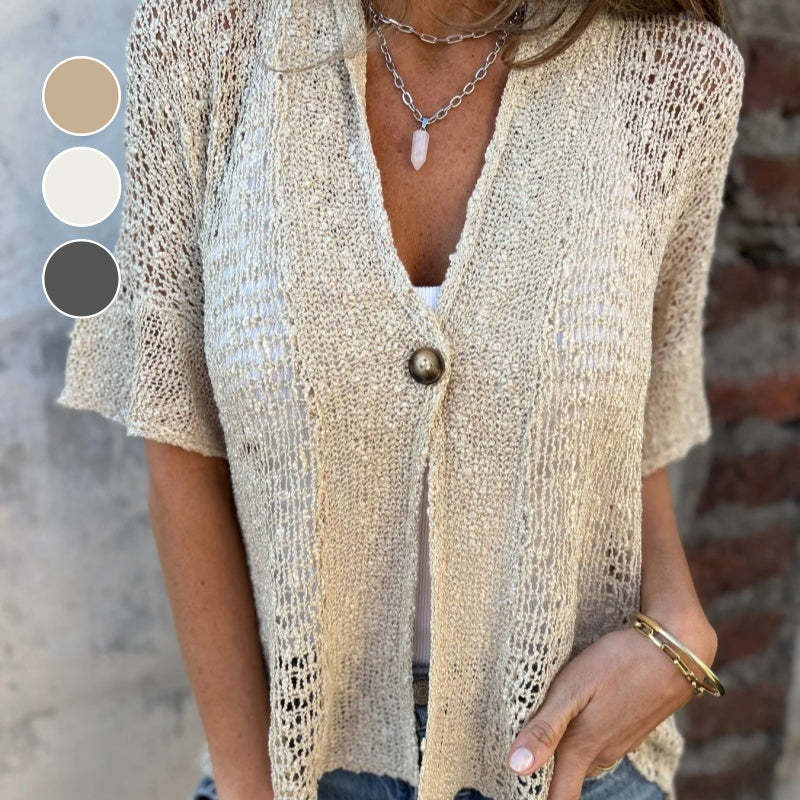 [S-3XL]��˪Knitted hollow cardigan