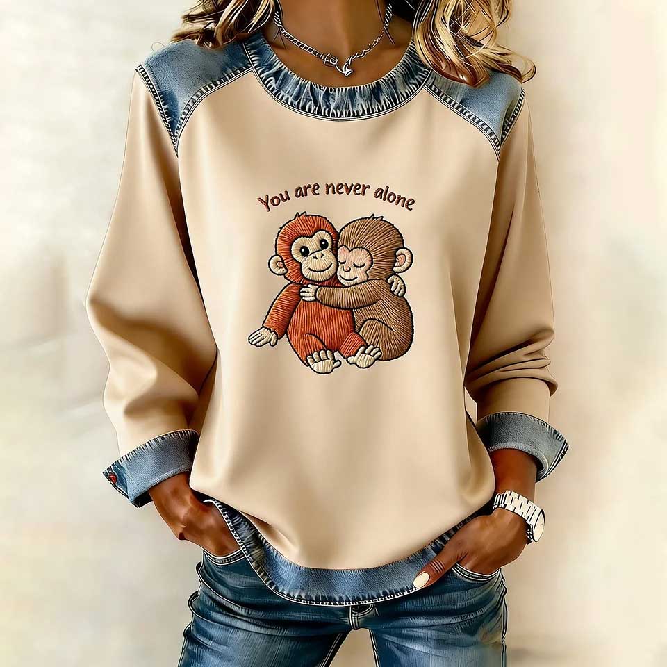 Women's Mental Health  Punch Monkey Print Top