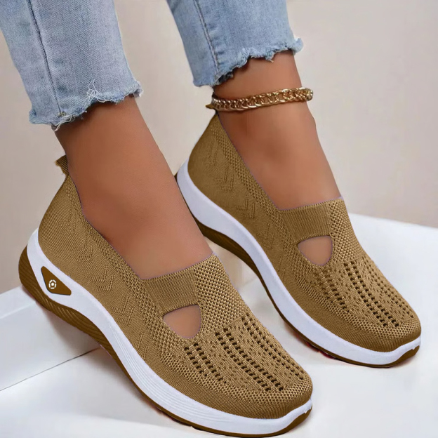 Summer Breathable Non-Slip Soft Sole Elderly Shoes, Women's Casual Orthopedic Walking Flats for Middle-Aged and Seniors