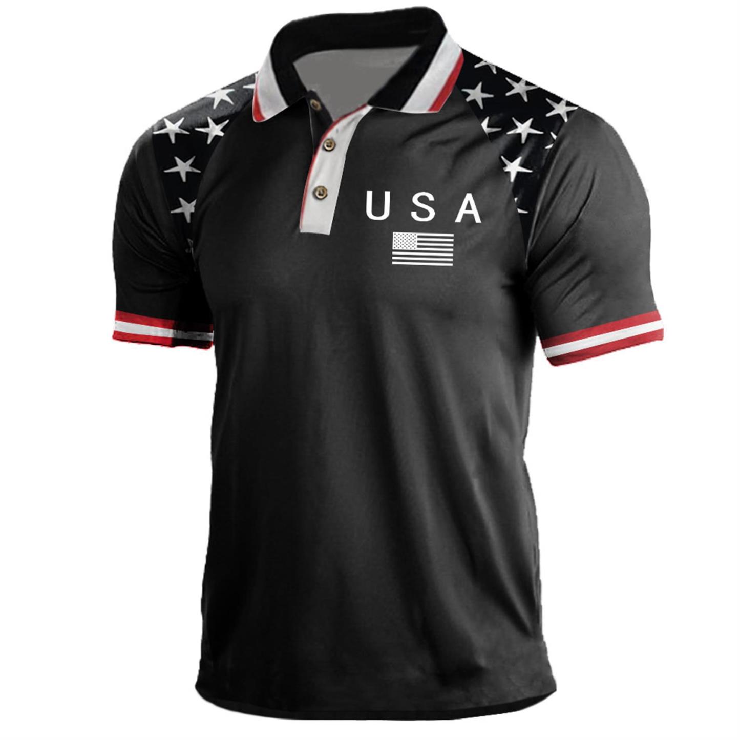⚡US 250th Anniversary Print Men's Polo Shirt