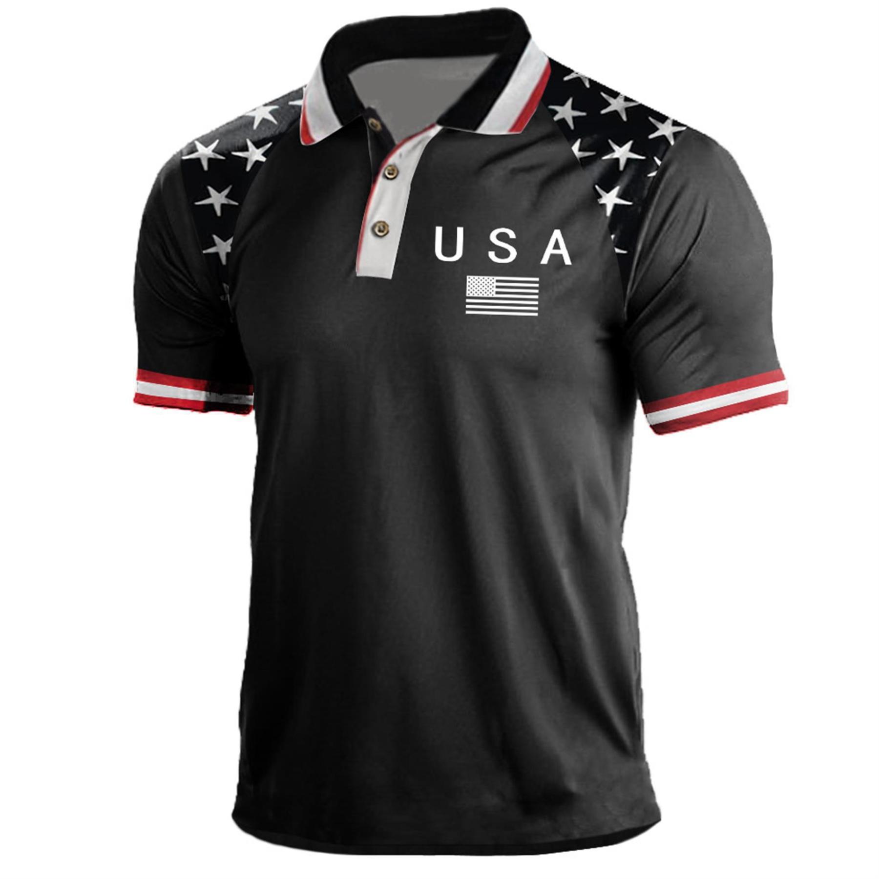 ⚡US 250th Anniversary Print Men's Polo Shirt