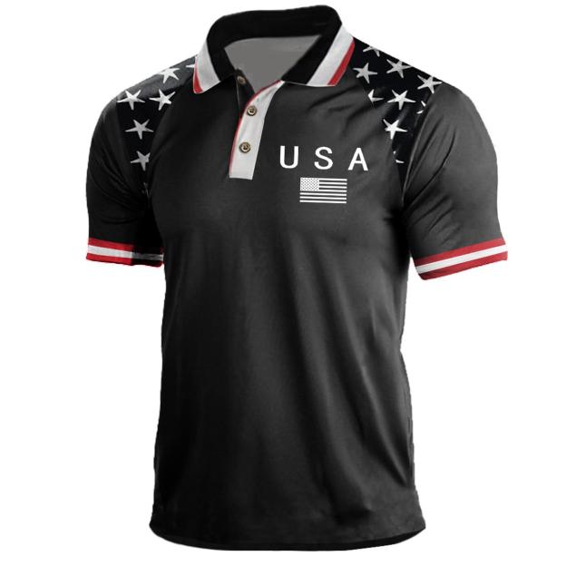 ⚡US 250th Anniversary Print Men's Polo Shirt