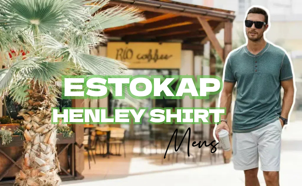 Estocap Men's Fashion Henley Shirts Classic Button Short Sleeve Summer Causal T Shirts