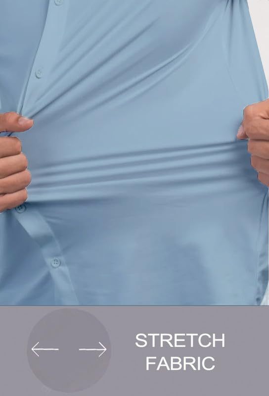 Men’s Muscle Fit Dress Shirts Athletic Slim Fit Short Sleeve Stretch Casual Button Down Shirt