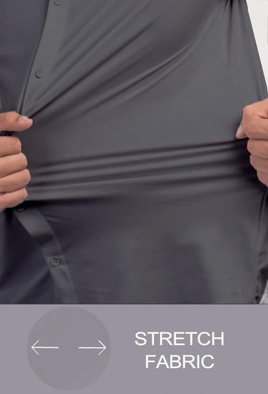 Men’s Muscle Fit Dress Shirts Athletic Slim Fit Short Sleeve Stretch Casual Button Down Shirt