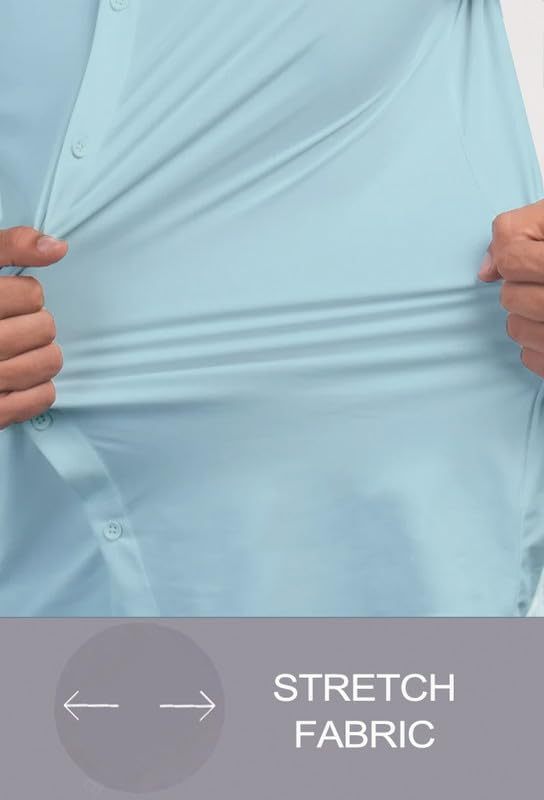 Men’s Muscle Fit Dress Shirts Athletic Slim Fit Short Sleeve Stretch Casual Button Down Shirt