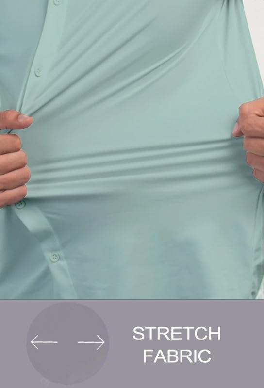 Men’s Muscle Fit Dress Shirts Athletic Slim Fit Short Sleeve Stretch Casual Button Down Shirt