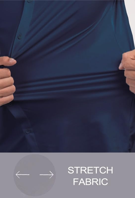 Men’s Muscle Fit Dress Shirts Athletic Slim Fit Short Sleeve Stretch Casual Button Down Shirt