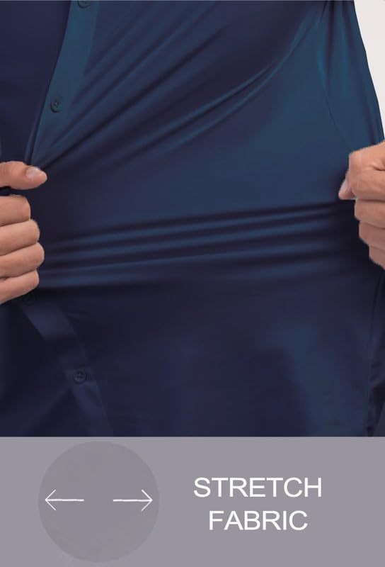 Men’s Muscle Fit Dress Shirts Athletic Slim Fit Short Sleeve Stretch Casual Button Down Shirt