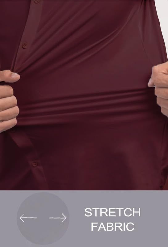 Men’s Muscle Fit Dress Shirts Athletic Slim Fit Short Sleeve Stretch Casual Button Down Shirt