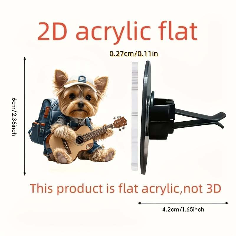 🎸🐶Strumming Yorkie Car Vent Clip