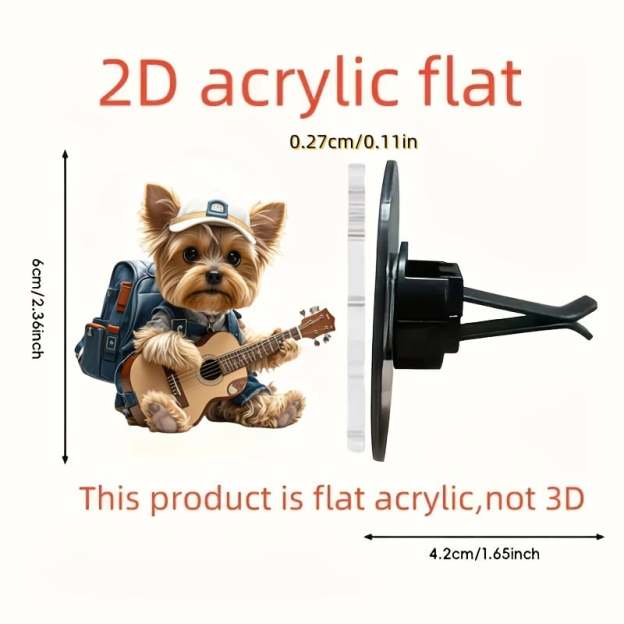 🎸🐶Strumming Yorkie Car Vent Clip