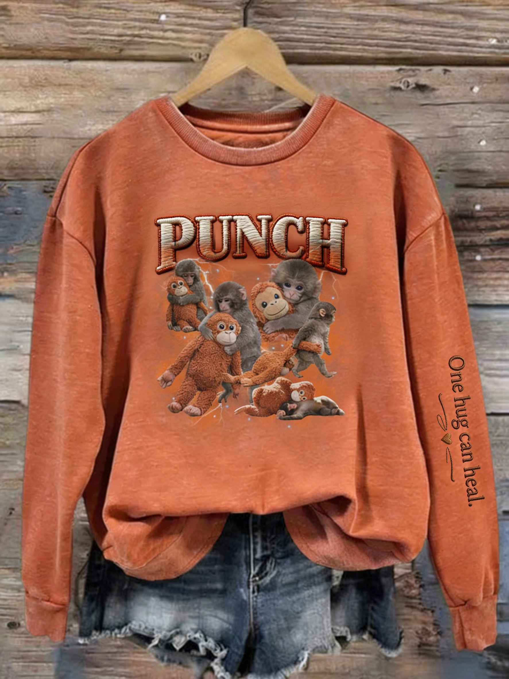 Women's Mental Health Punch Monkey Print Sweatshirt