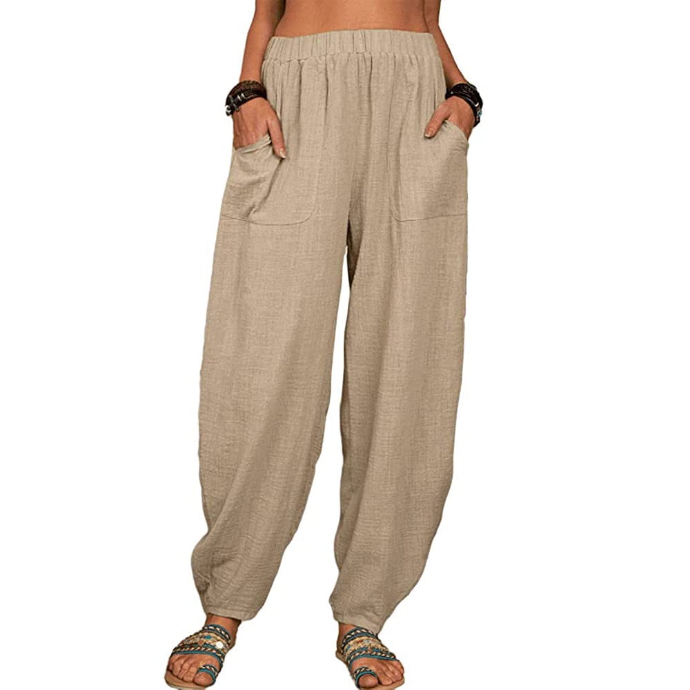 Loose cotton linen casual harem pants