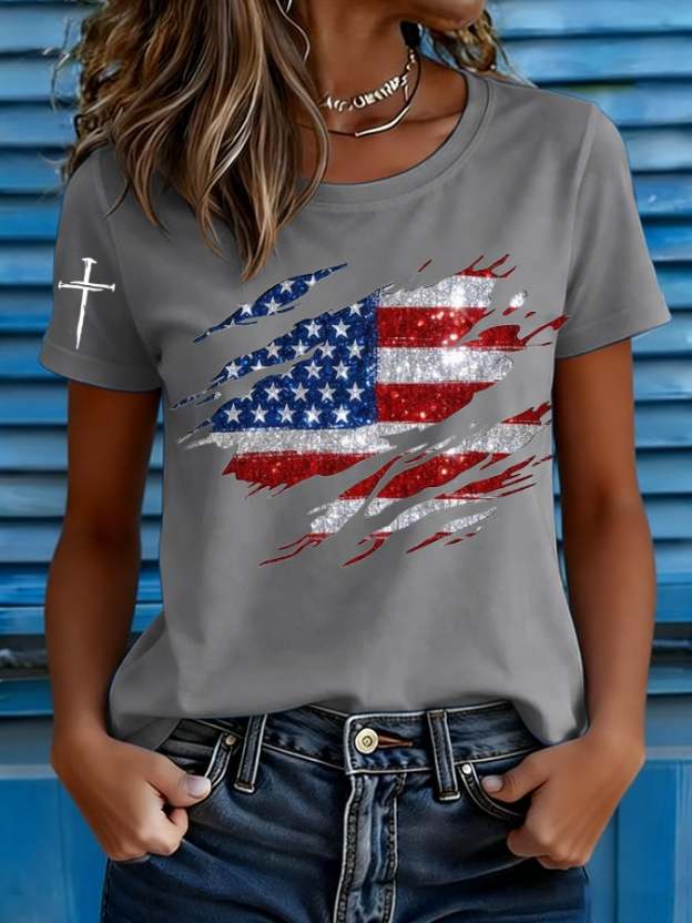 Women's American 250th Anniversary Commemorative Print Casual T-Shirt