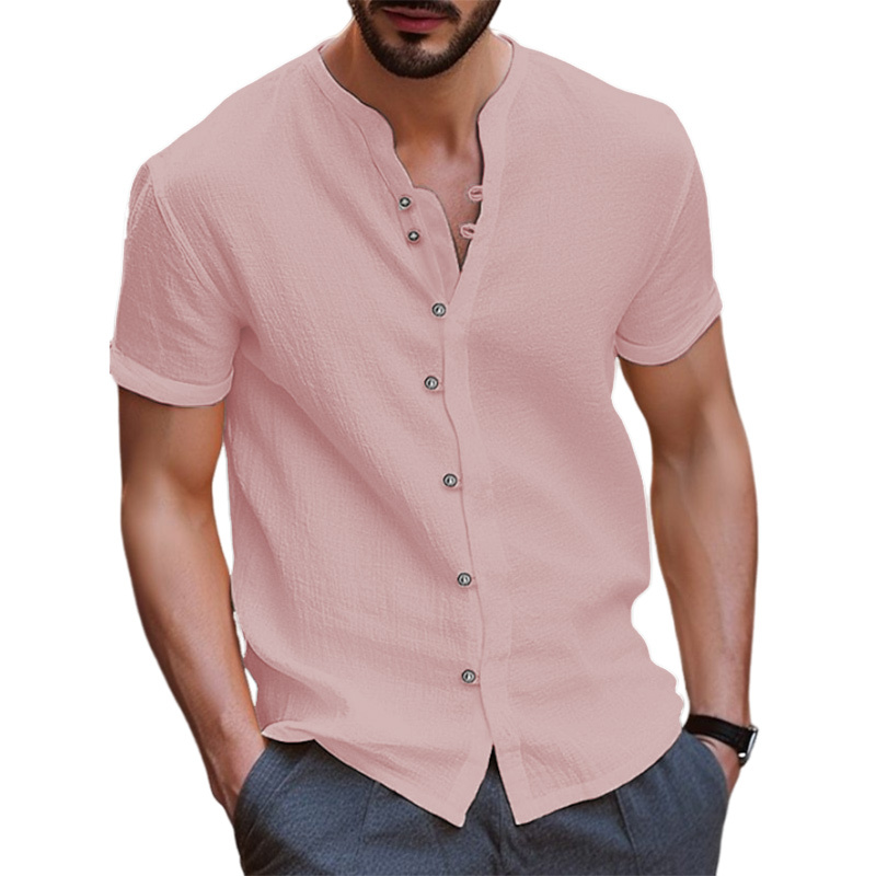 Men's Vintage Cotton Linen Casual Loose Short Sleeve Shirt