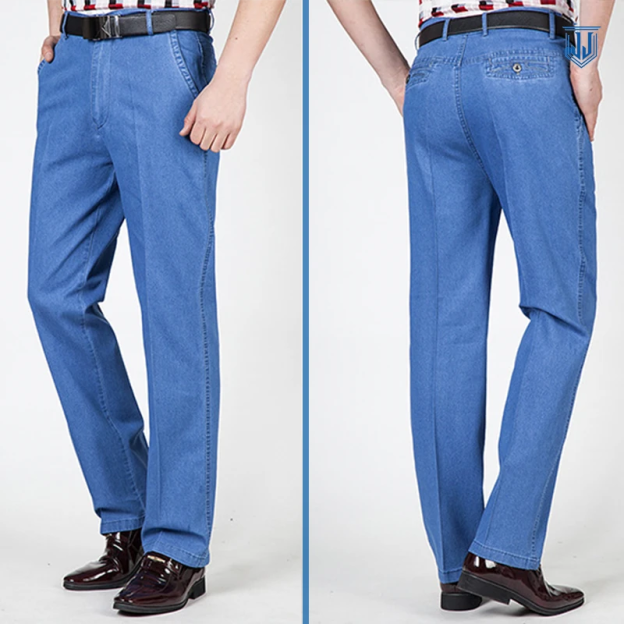 Dudlle Dad Jeans- Men's High Waist Straight Fit Stretch Jeans