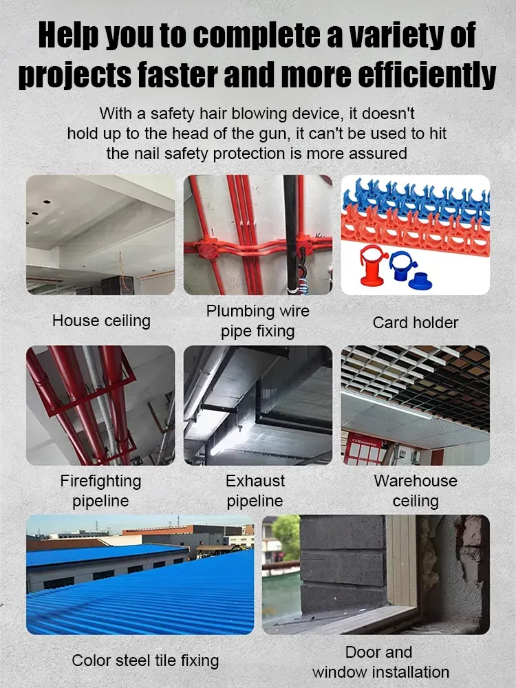 Concrete Nail Gun Kit with 100pcs Nails 5 Speed Adjustable Mini Manual Nail Gun Woodworking Decoration Nailer Gun Nail Gun for Concrete Built-in Air Nailer for Red Brick Walls Concrete Walls