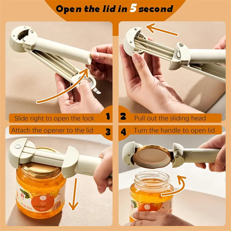 🧂🍾3-in-1 Multifunction Jar Opener Retractable Glass Jars Beer Cap Opener Labor-Saving Kitchen Tools