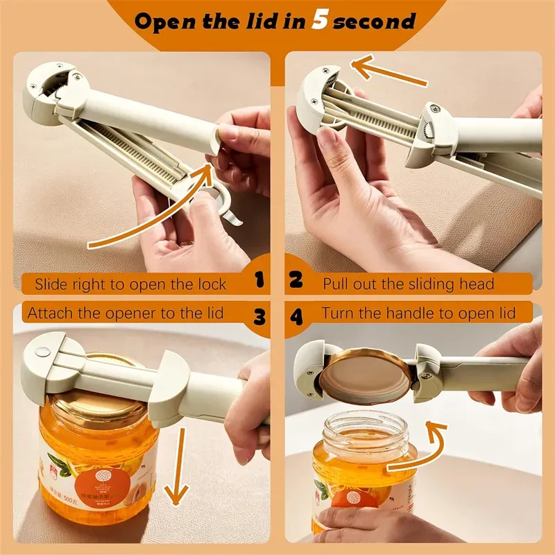 🧂🍾3-in-1 Multifunction Jar Opener Retractable Glass Jars Beer Cap Opener Labor-Saving Kitchen Tools