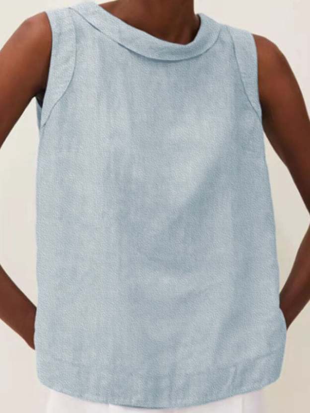 Solid Color Cotton And Linen Vest
