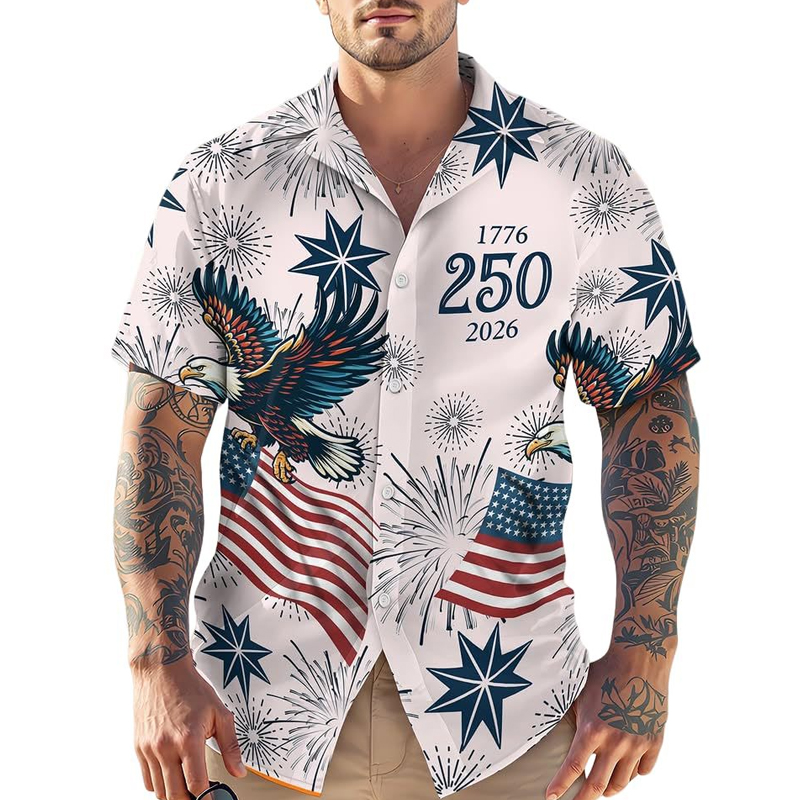 USA 250 Anniversary Eagle 1776-2026 Hawaii Shirt