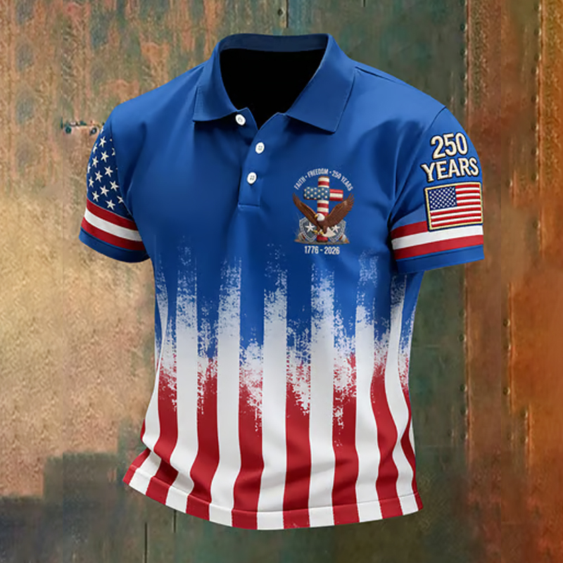 ⚡Men's American 250th Anniversary Casual Short-Sleeve Polo Shirt
