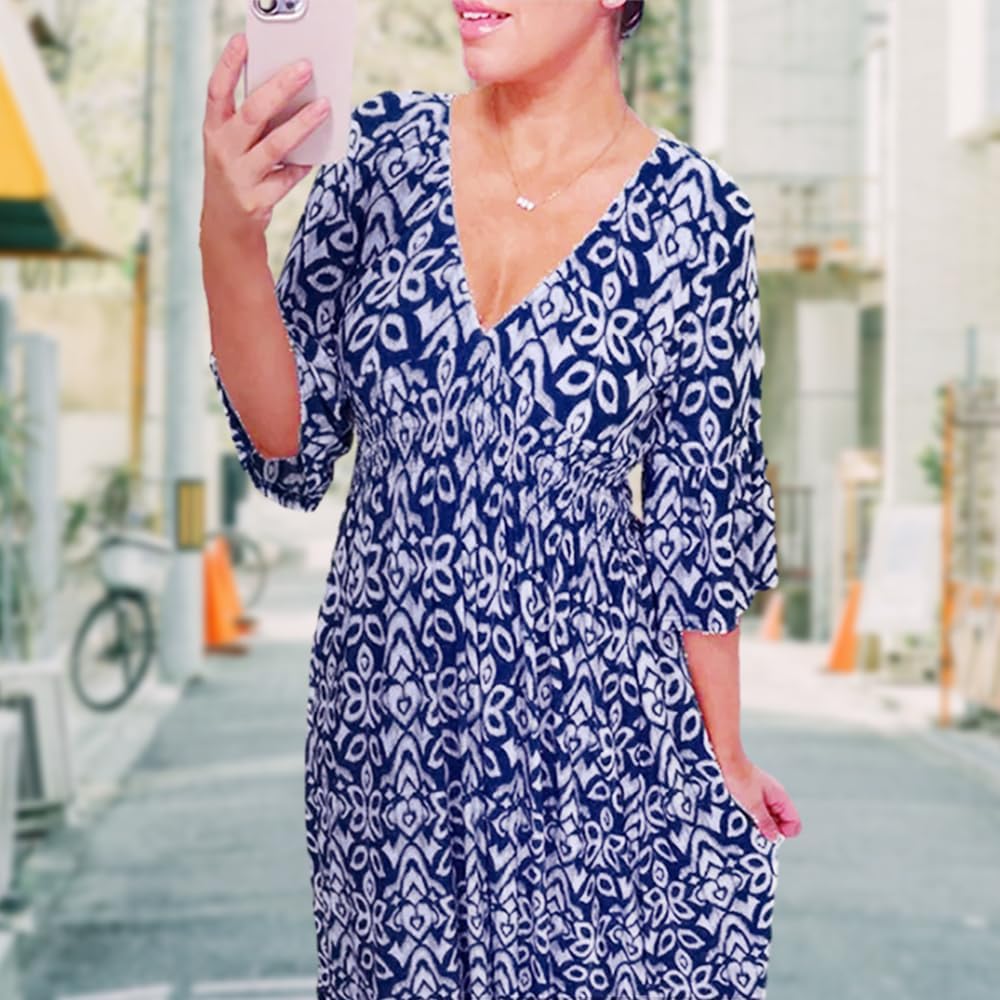 Bohemian Casual Print  Long Dress