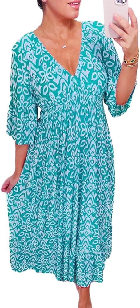 Bohemian Casual Print  Long Dress