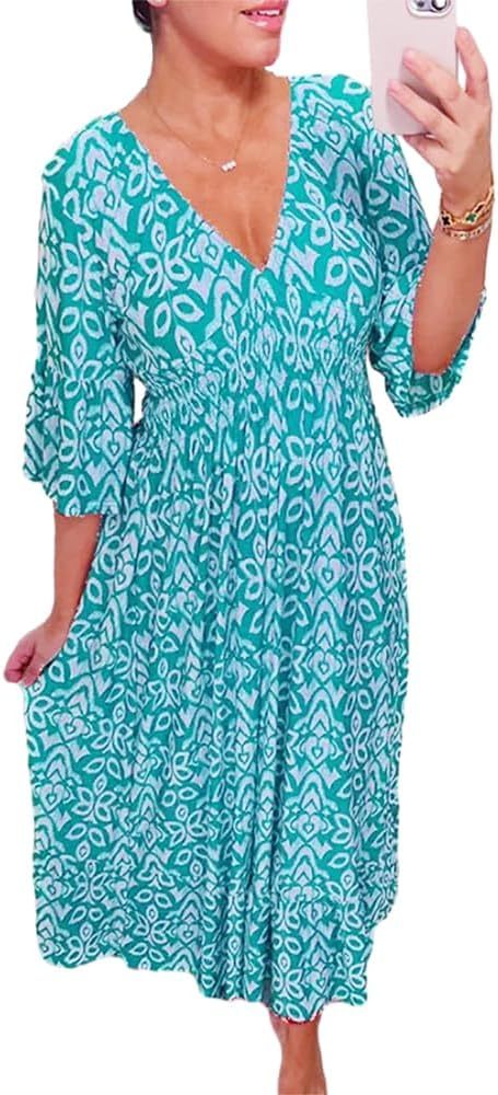 Bohemian Casual Print  Long Dress