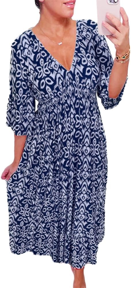 Bohemian Casual Print  Long Dress