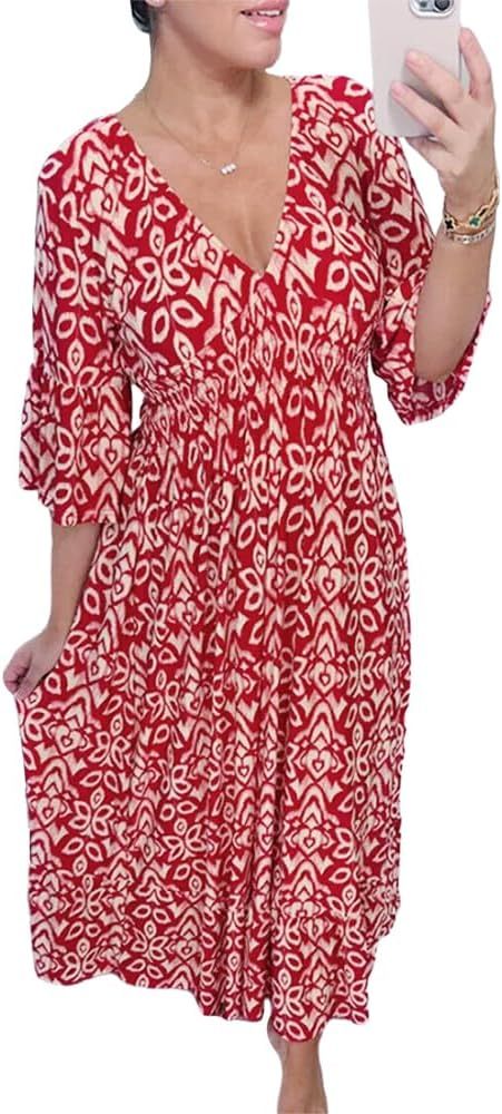 Bohemian Casual Print  Long Dress