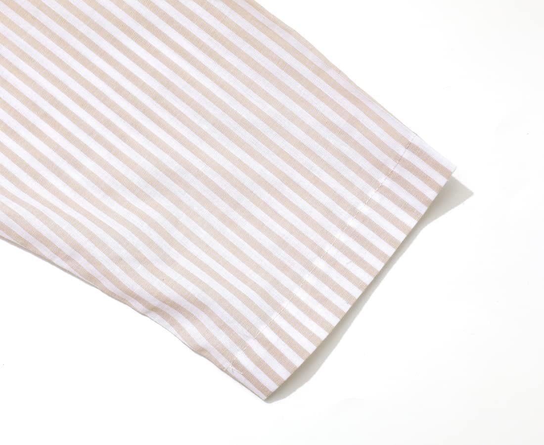 chouyatou Women's Casual Long Sleeve Button Down Loose Striped Cotton Maxi Shirt Dress