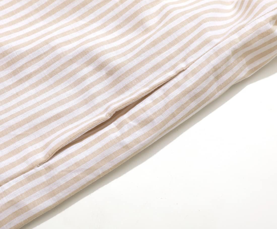 chouyatou Women's Casual Long Sleeve Button Down Loose Striped Cotton Maxi Shirt Dress