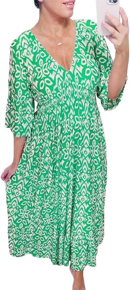 Bohemian Casual Print  Long Dress