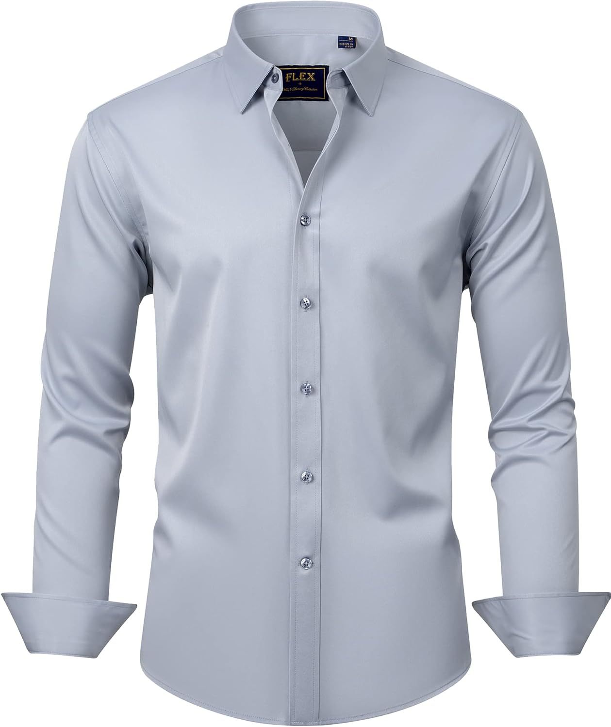J.VER Men's Dress Shirts Solid Long Sleeve Stretch Wrinkle-Free Formal Shirt Business Casual Button Down Shirts