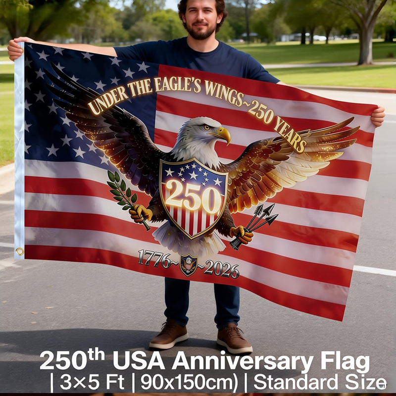 250th Anniversary USA Flag, 1776-2026 Commemorative America Flag 250 Years Decor with Patriotic Eagle