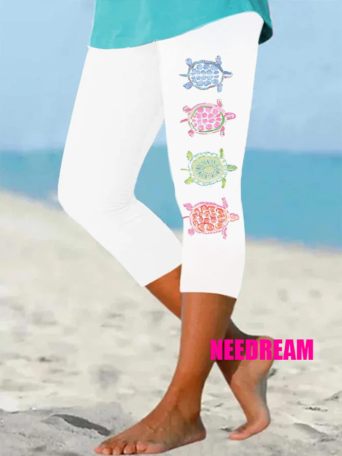 Women's Hawaiian Turtle Print Resort Casual Leggings