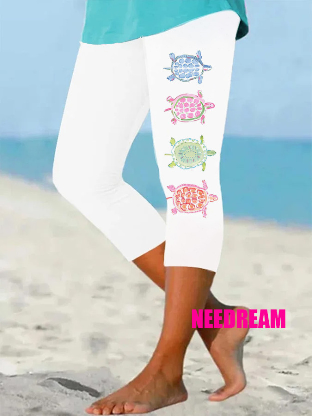 Women's Hawaiian Turtle Print Resort Casual Leggings