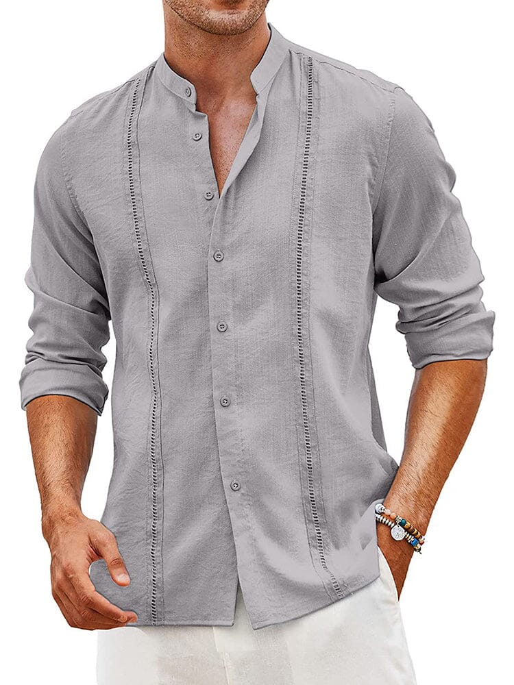 Men's Trendy Embroidered Guayabera Linen Shirt