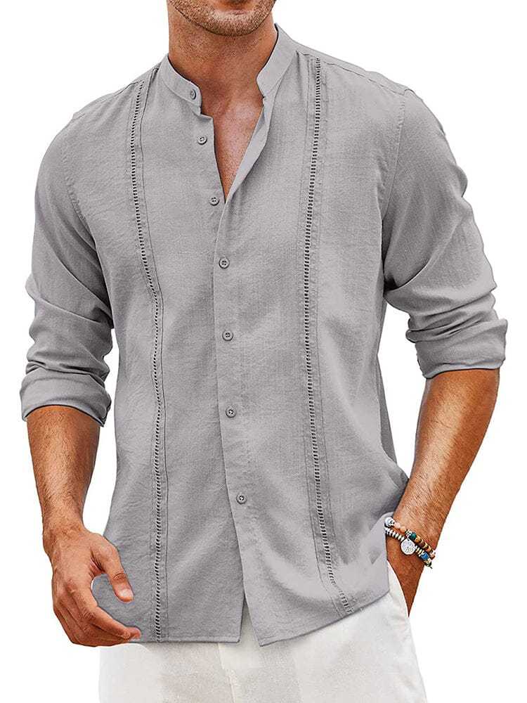 Men's Trendy Embroidered Guayabera Linen Shirt
