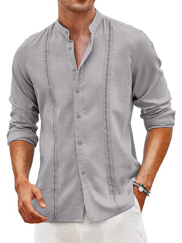 Men's Trendy Embroidered Guayabera Linen Shirt