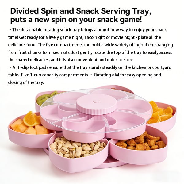 Divided Serving Tray That Spins – Perfect for Snacks, Dips & Party Appetizers