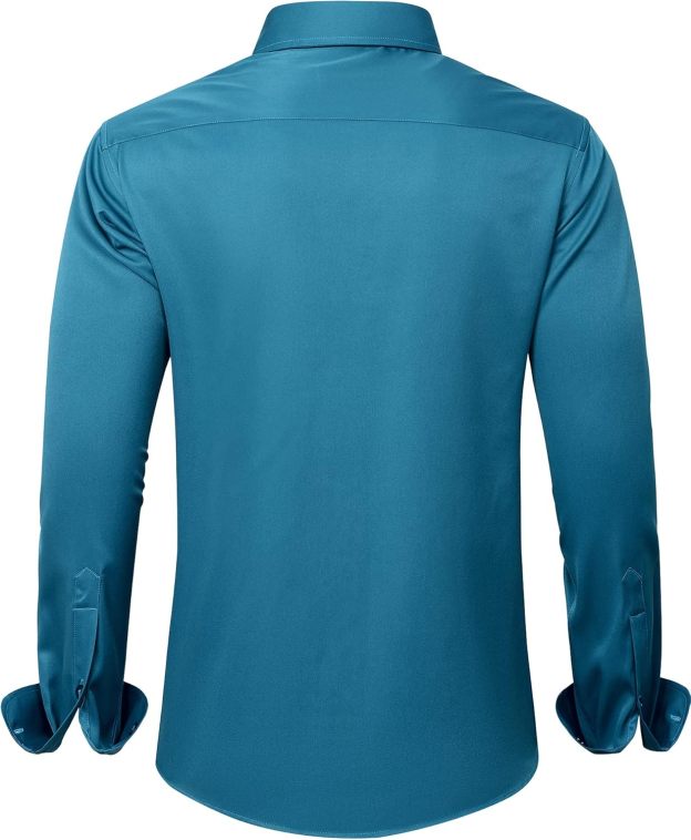 J.VER Men's Dress Shirts Solid Long Sleeve Stretch Wrinkle-Free Formal Shirt Business Casual Button Down Shirts