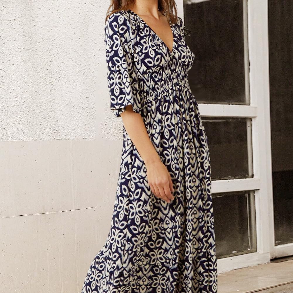 Bohemian Casual Print  Long Dress