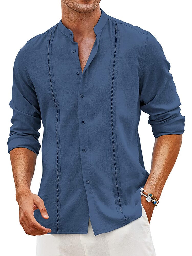 Men's Trendy Embroidered Guayabera Linen Shirt