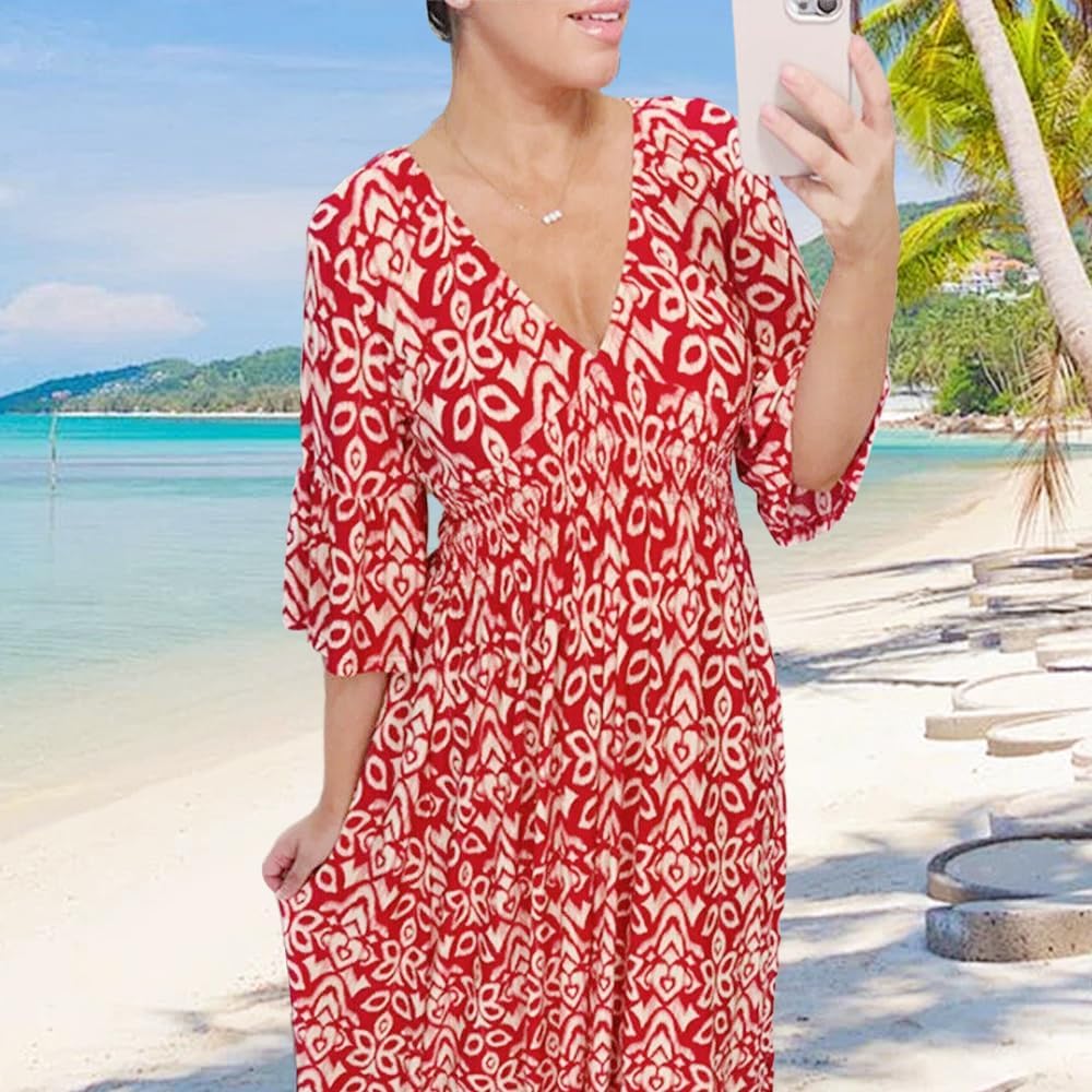 Bohemian Casual Print  Long Dress