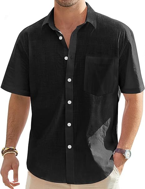 Men's Cotton Linen Short  Shirts 