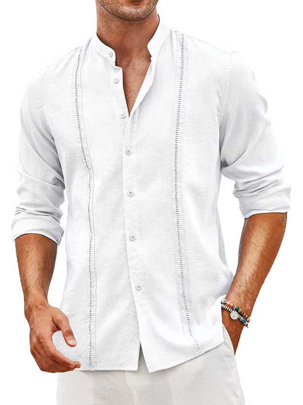 Men's Trendy Embroidered Guayabera Linen Shirt